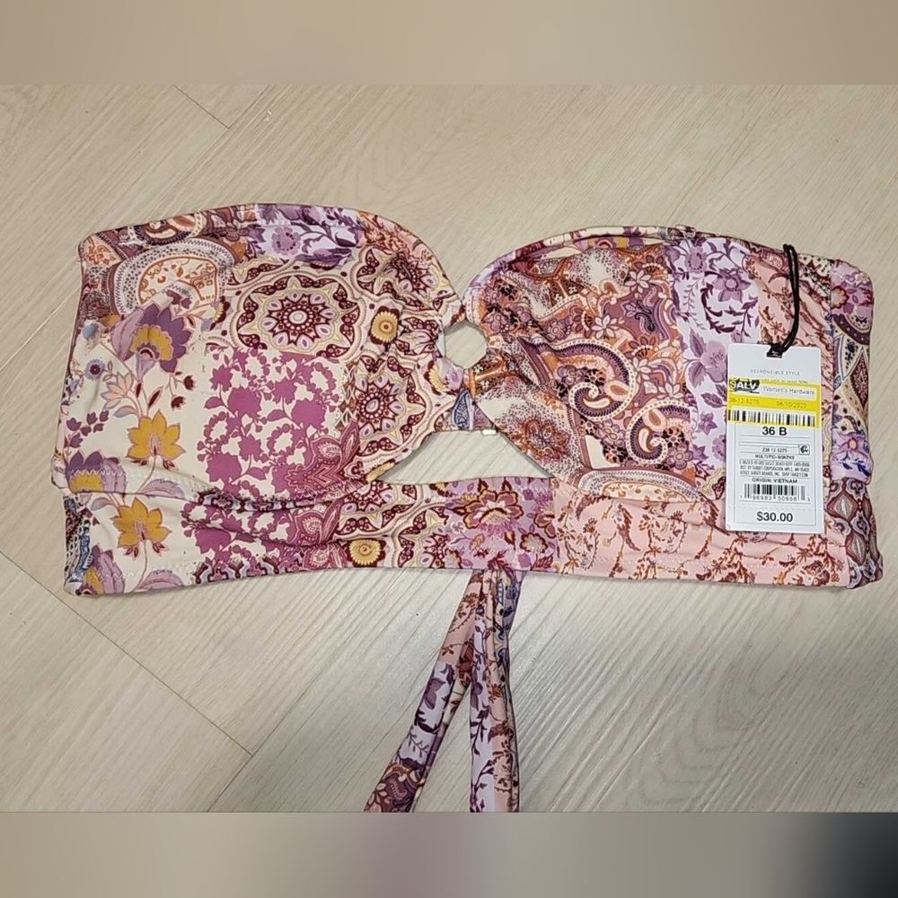Shade & Shore Purple and Pink Bikini Top Size 36 B